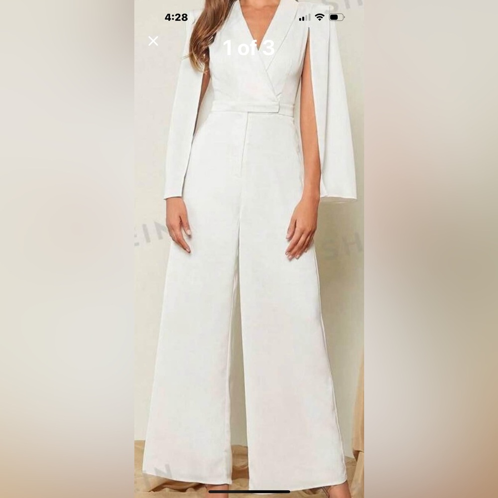 SHEIN Belle
Cloak Sleeve
Wide Leg Jumpsuit white XS
NWTS
